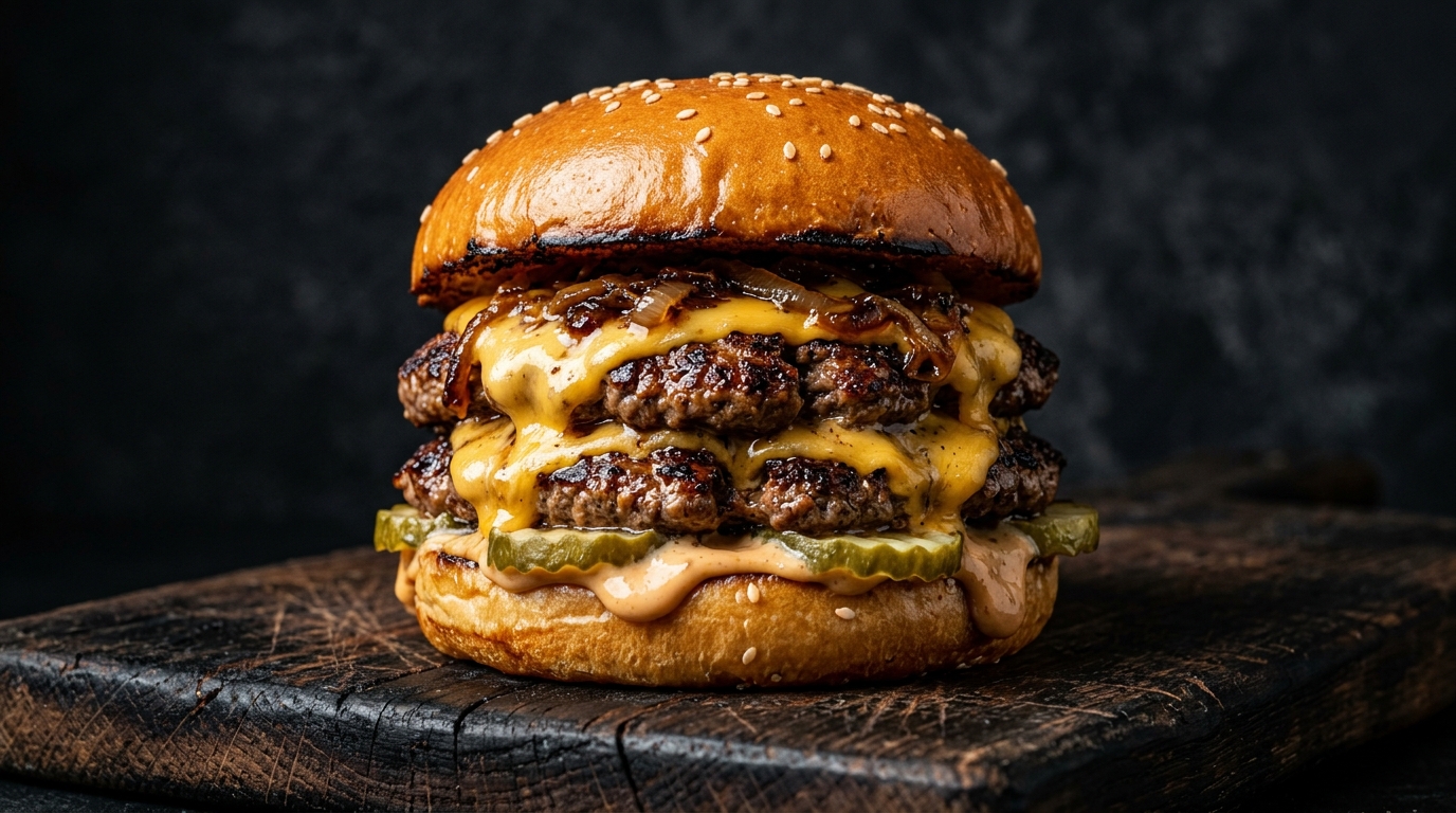 Tezgâhta hazırlanmış el yapımı köfteli hamburger